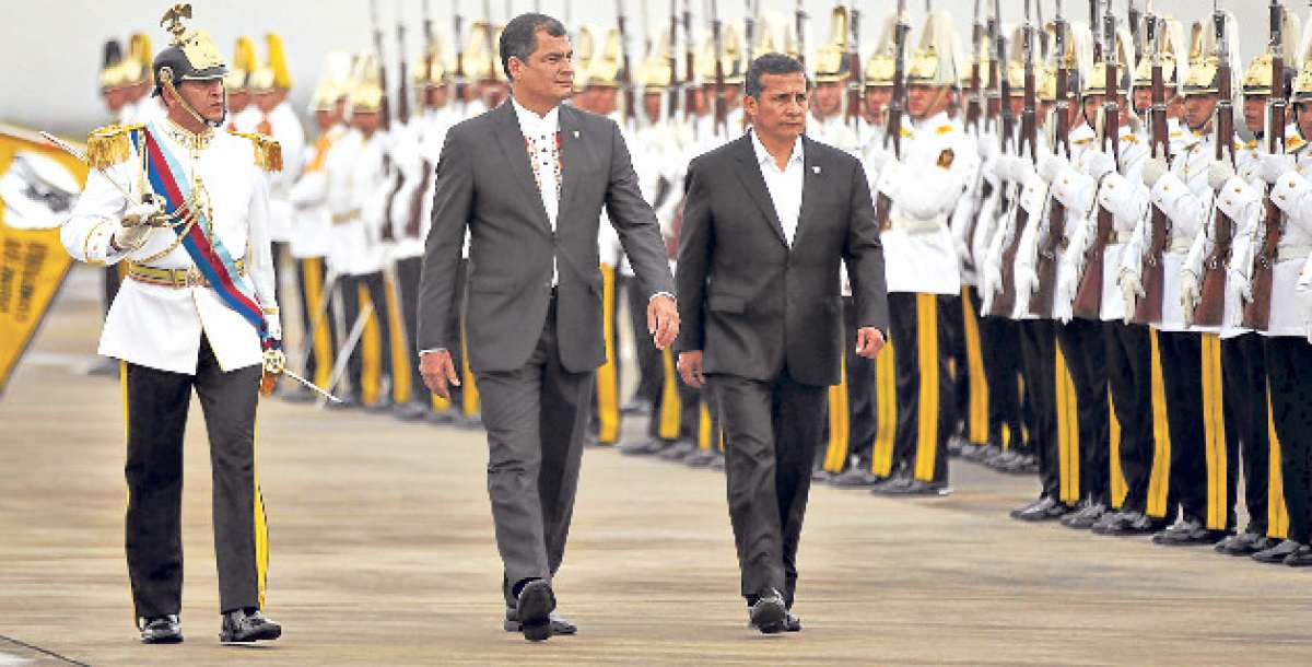 Los mandatarios Rafael Correa y Ollanta Humala se reunieron el a&ntilde;o pasado en Arenillas, provincia de El Oro. Foto: Archivo