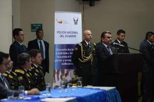 El ministro Jos&eacute; Serrano, durante la presentaci&oacute;n del informe sobre la conducta policial en el Ecuador. Foto: Carina Acosta / EL TEL&Eacute;GRAFO