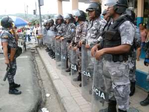 Durante la movilizaci&oacute;n no se registraron incidentes. Foto: Luis Freire