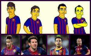 Xavi, Iniesta, Neymar y Messi, del FC Barcelona, ahora en el mundo de Los Simpson