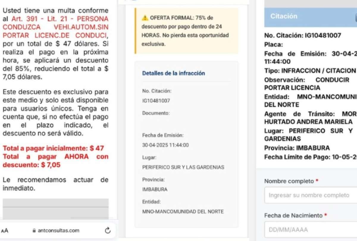 Falsas multas mediante correo electrónico