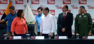 De izquierda a derecha: el ministro del Interior, C&eacute;sar Navas; la vicepresidenta Mar&iacute;a Alejandra Vicu&ntilde;a; el ministro de Defensa, Patricio Zambrano, y el fiscal general del Estado, Carlos Baca Mancheno.
