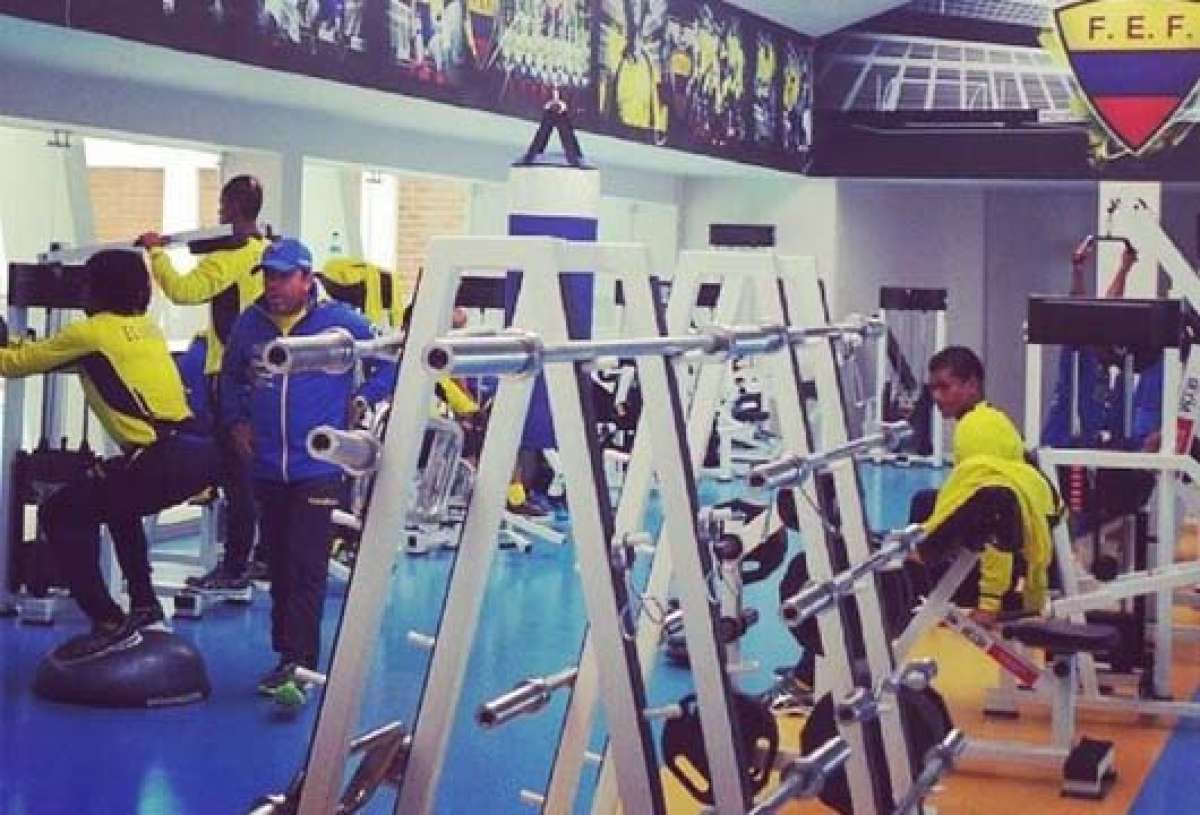 En la ma&ntilde;ana realizaron ejercicios en el gimnasio de la Casa de la Selecci&oacute;n. Foto: Tomada de @FEFecuador