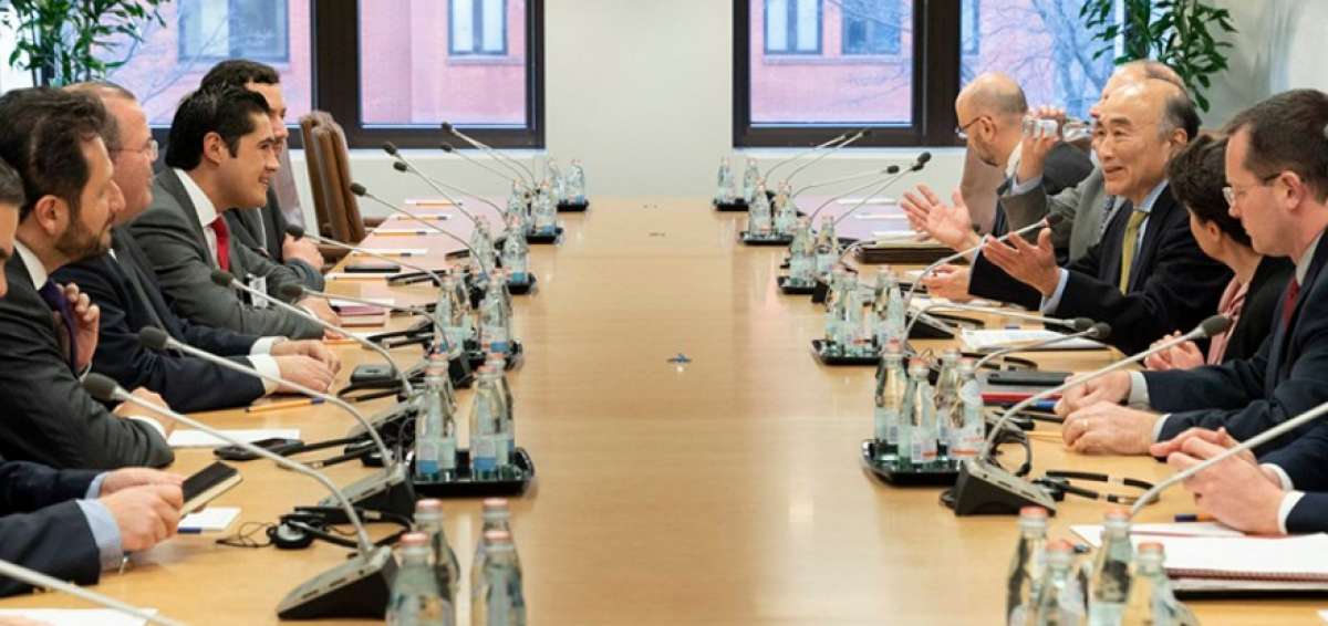 La delegaci&oacute;n ecuatoriana, encabezada por el ministro de Econom&iacute;a, Richard Mart&iacute;nez, durante su visita a Estados Unidos.