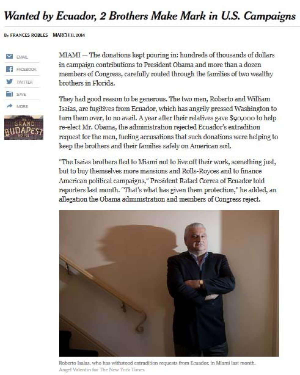 Captura del reportaje sobre los Isa&iacute;as en la p&aacute;gina web de The New York Times. 