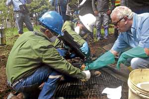 En el b&uacute;nker del campo Sacha se recogieron muestras de residuos de petr&oacute;leo para que sean analizadas por el laboratorio de Petroamazonas. Foto: Cortes&iacute;a