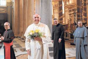En su primera actividad en Roma tras su gira, el papa Francisco visit&oacute; la Bas&iacute;lica Santa Mar&iacute;a la Mayor. Foto: AFP