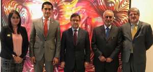 Ver&oacute;nica Artola, gerenta del Banco Central; ministro Richard Mart&iacute;nez; Luis Alberto Moreno, presidente del BID; y Carlos P&eacute;rez, ministro de Hidrocarburos.