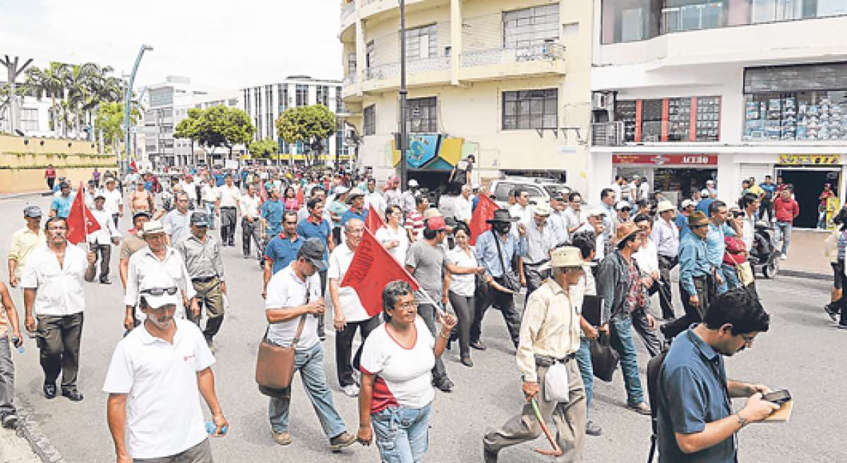 En Guayaquil, los manifestantes recorrieron las principales calles del centro de la ciudad. Foto: Elizabeth Maggi