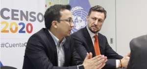 El director ejecutivo del INEC, Roberto Castillo, y el coordinador residente de la ONU en Ecuador, Arnaud Peral, mantuvieron hoy una reuni&oacute;n de seguimiento del Censo 2020, en la que se ofrecieron detalles del VIII censo de poblaci&oacute;n y el VII de vivienda.