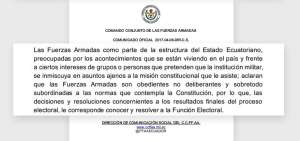 FF.AA.: Las resoluciones sobre comicios le corresponde resolver a la funci&oacute;n electoral