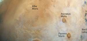 En la esquina superior derecha de la imagen se aprecia el sector conocido como Valles Marineris, que es cuatro veces m&aacute;s profundo que el Gran Ca&ntilde;&oacute;n.