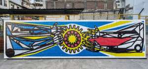 Entrega de progreso al pueblo, mural m&oacute;vil para la Sociedad de Artesanos Amantes del Progreso.