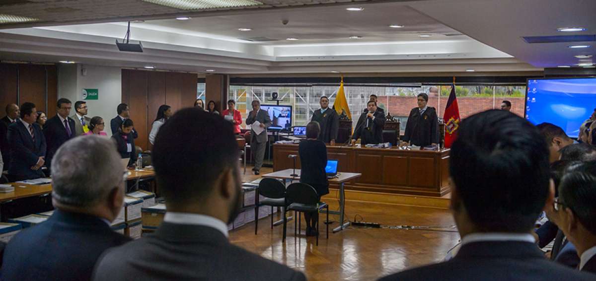 En el octavo piso de la Corte Nacional de Justicia se desarrolla la audiencia de juzgamiento a los 21 procesados.