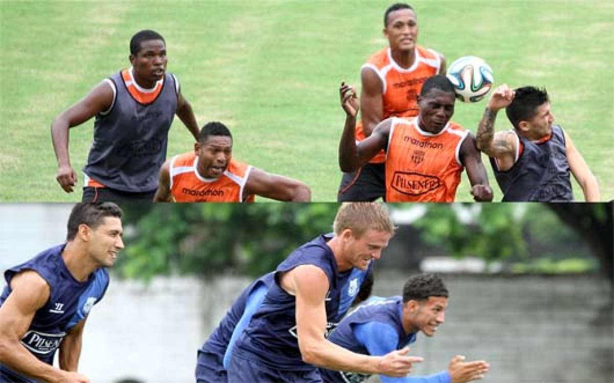 Emelec (abajo) tiene como base a jugadores que contin&uacute;an en el proceso pues la mayor&iacute;a de los que lograron el t&iacute;tulo el a&ntilde;o pasado se qued&oacute; en el club. Barcelona (arriba) es un equipo en formaci&oacute;n que a&uacute;n no alcanza el acoplamiento necesario. 