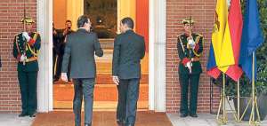 Los presidentes de Espa&ntilde;a, Mariano Rajoy, y de Ecuador, Rafael Correa, tambi&eacute;n dialogaron sobre temas de inter&eacute;s bilateral, principalmente en el campo de la educaci&oacute;n. Foto: Francisco Ipanaqu&eacute;.