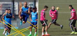 El argentino Javier Mascherano (centro) liderar&aacute; la defensa cul&eacute; hoy ante el Granada. En la foto derecha, el portugu&eacute;s Cristiano Ronaldo (der.) ser&aacute; el referente de ataque del Real Madrid ante el Deportivo La Coru&ntilde;a.  
