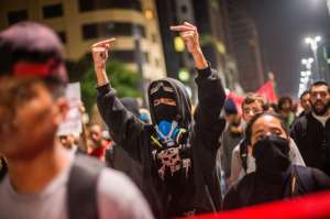 Protestas en la Avenida Paulista en Sao Paulo, Brasil