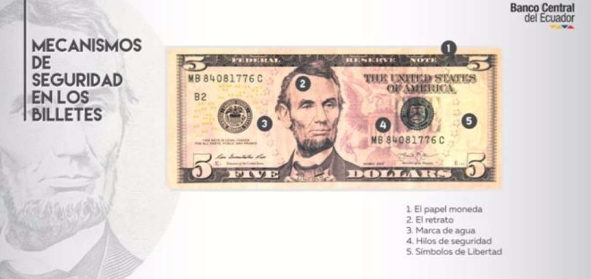 Banco Central hace recomendaciones para identificar billetes de $ 5 falsos
