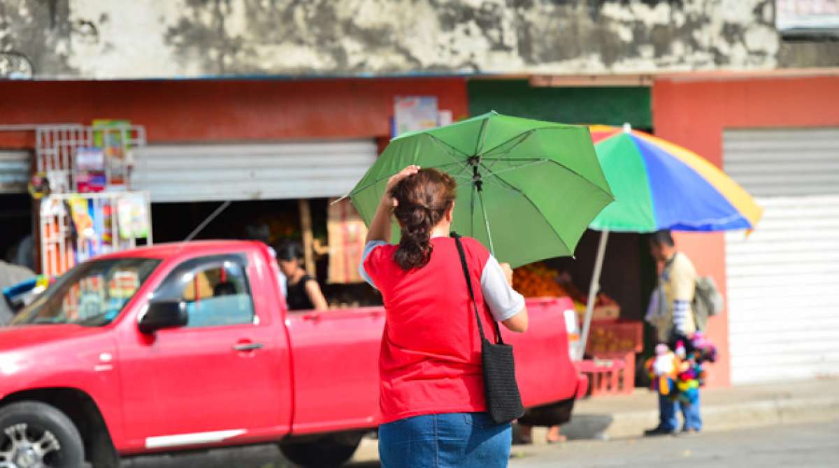 Este a&ntilde;o se volvi&oacute; m&aacute;s com&uacute;n que las personas usen paraguas para protegerse de los rayos solares. Foto: William Orellana / El Tel&eacute;grafo