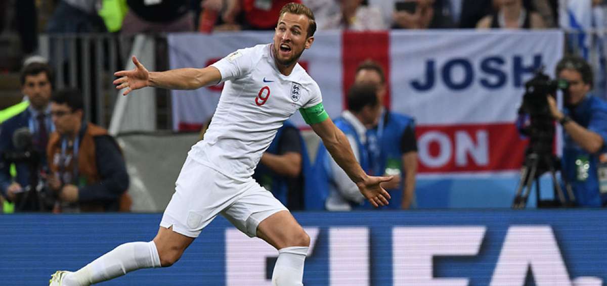 El capit&aacute;n y delantero de Inglaterra, Harry Kane, celebra uno de los 6 tantos que marc&oacute; en la Copa del Mundo de Rusia 2018.