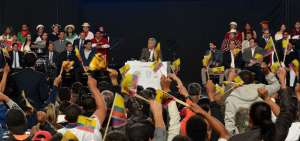 El presidente Moreno asisti&oacute; a la firma de convenios de cr&eacute;dito con los gobiernos locales en el coliseo Iv&aacute;n Vallejo, de Ambato.