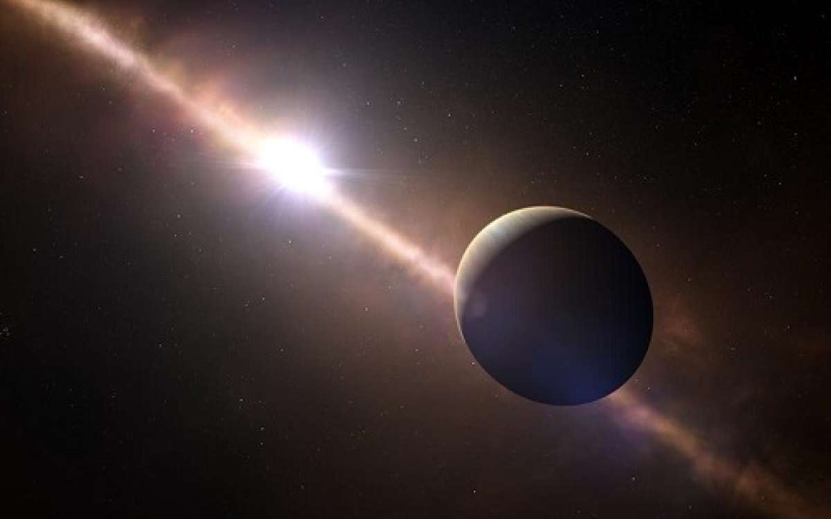 Impresi&oacute;n art&iacute;stica del planeta Beta Pictoris b orbitando alrededor de la joven estrella Beta Pictoris. Imagen: Observatorio Europeo Austral (EOS en ingl&eacute;s)  cedida a EFE