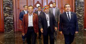 Asamble&iacute;stas amaz&oacute;nicos: Freddy Alarc&oacute;n, Tito Puanchir, C&eacute;sar Sol&oacute;rzano, Eliseo Azuero y Eddy Pe&ntilde;afiel.