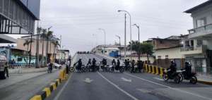 Bloqueo por las protestas en las calles Machala y G&oacute;mez Rend&oacute;n, centro de Guayaquil.