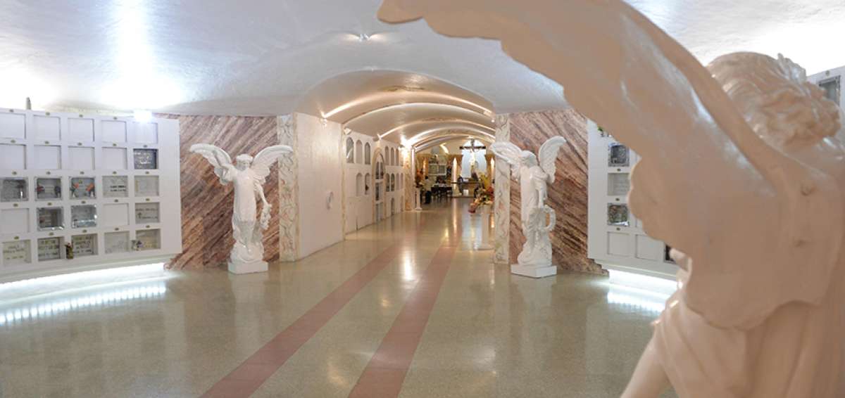 La cripta est&aacute; ubicada en la parte baja de la Catedral de la Inmaculada. Tiene 535 nichos.