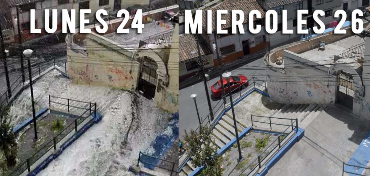 Docente grab&oacute; en La Tola el video de la corriente de agua en las escalinatas