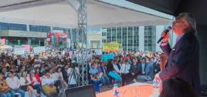 El prefecto Gustavo Baroja, durante su intervenci&oacute;n en la Asamblea Provincial de Prioridades 2018  en la capital. 