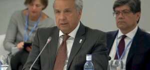 El presidente Len&iacute;n Moreno durante su intervenci&oacute;n en la 25 Cumbre del Cambio Clim&aacute;tico de Naciones Unidas (COP25).