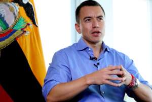 El presidente, Daniel Noboa durante su discurso. 