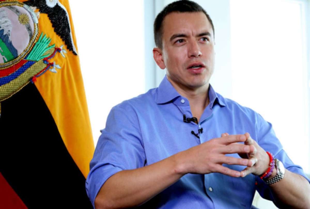 El presidente, Daniel Noboa durante su discurso. 