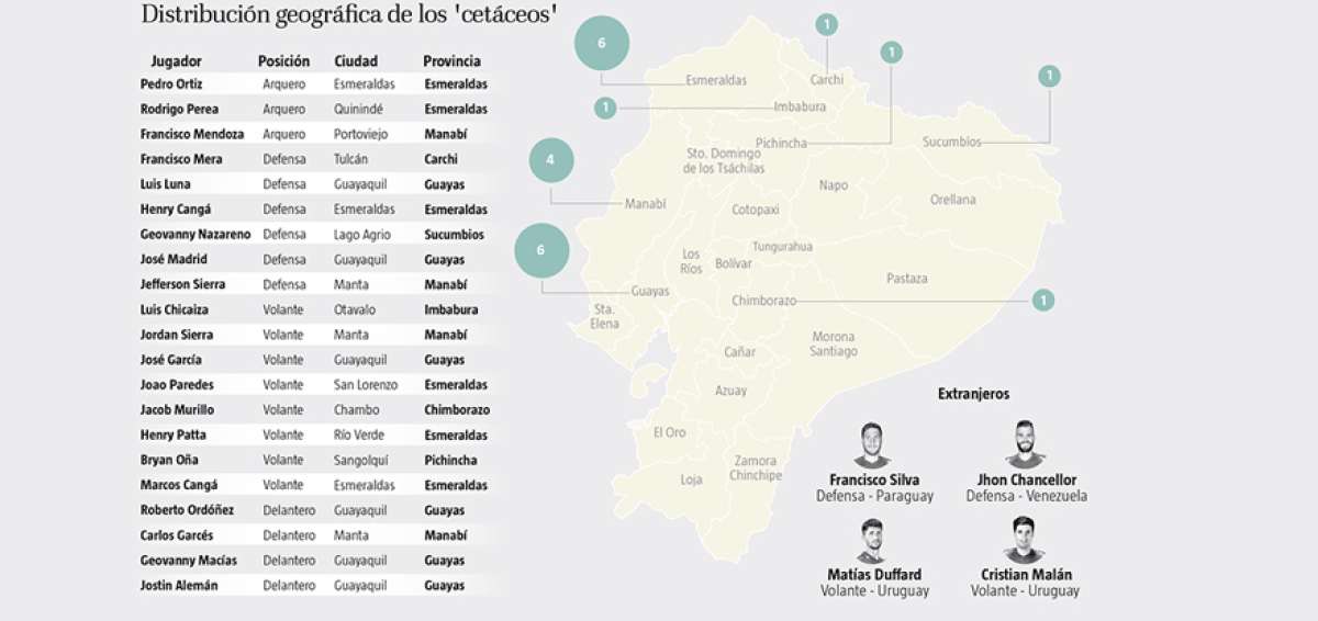 Guayas y Esmeraldas nutren a la plantilla del Delf&iacute;n de Manta