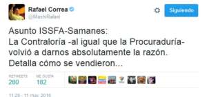 Correa sobre devoluci&oacute;n del Issfa: "La Contralor&iacute;a (...) volvi&oacute; a darnos absolutamente la raz&oacute;n"