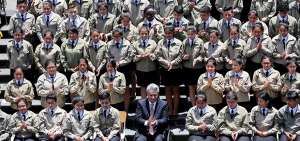 El presidente Len&iacute;n Moreno se sent&oacute; en la primera fila con los estudiantes del Instituto Nacional Mej&iacute;a.
