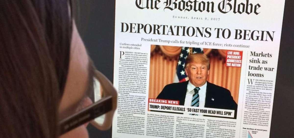 En los art&iacute;culos sat&iacute;ricos, Donald Trump se compromete a expulsar a 11,3 millones de inmigrantes clandestinos en dos a&ntilde;os.