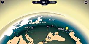 El mapa de 80 Days muestra las diferentes rutas, dinero para viajar y los d&iacute;as que se lleva &lsquo;viajando&rsquo;.