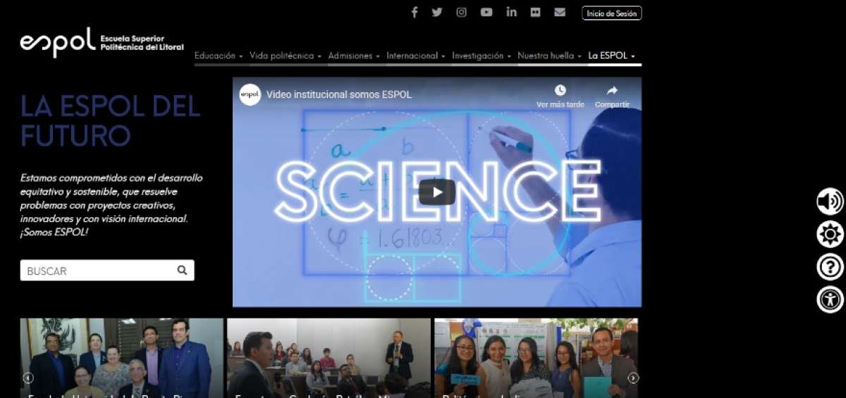 Captura de imagen de la p&aacute;gina web de la Escuela Superior Polit&eacute;cnica del Litoral (Espol).