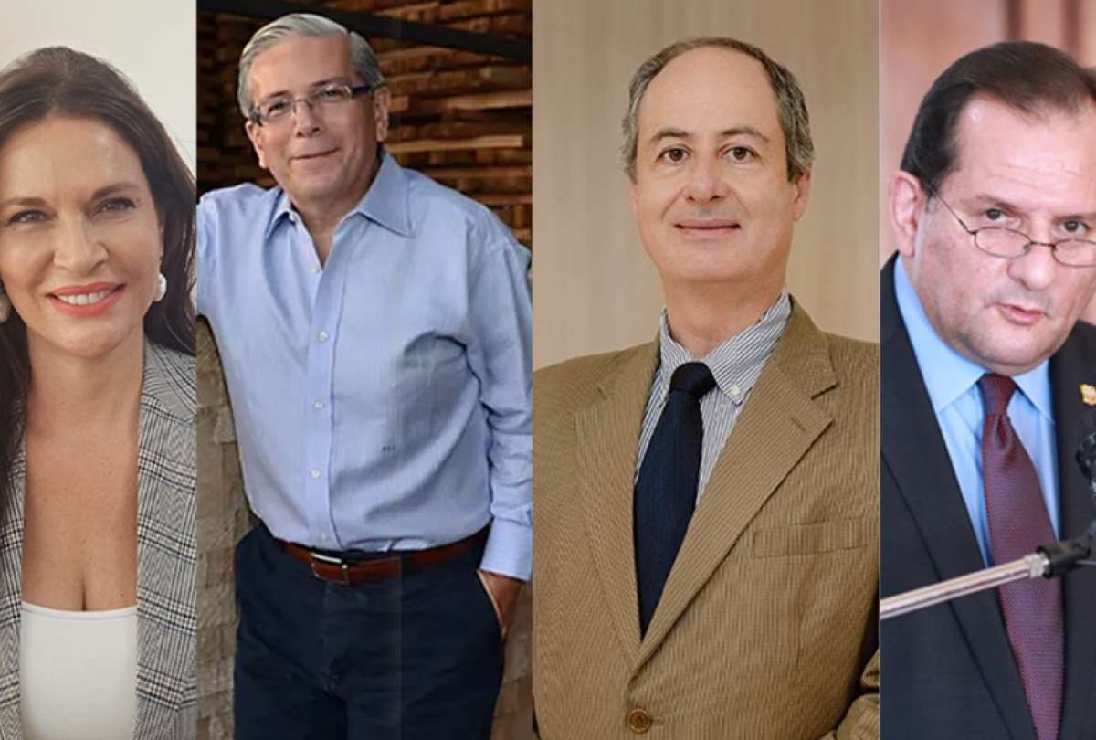 (De izq. a der.) Patricia Terán, Pascual del Cioppo, Vicente Albornoz y Diego Morejón fueron nombrados como nuevos embajadores por el presidente Daniel Noboa.