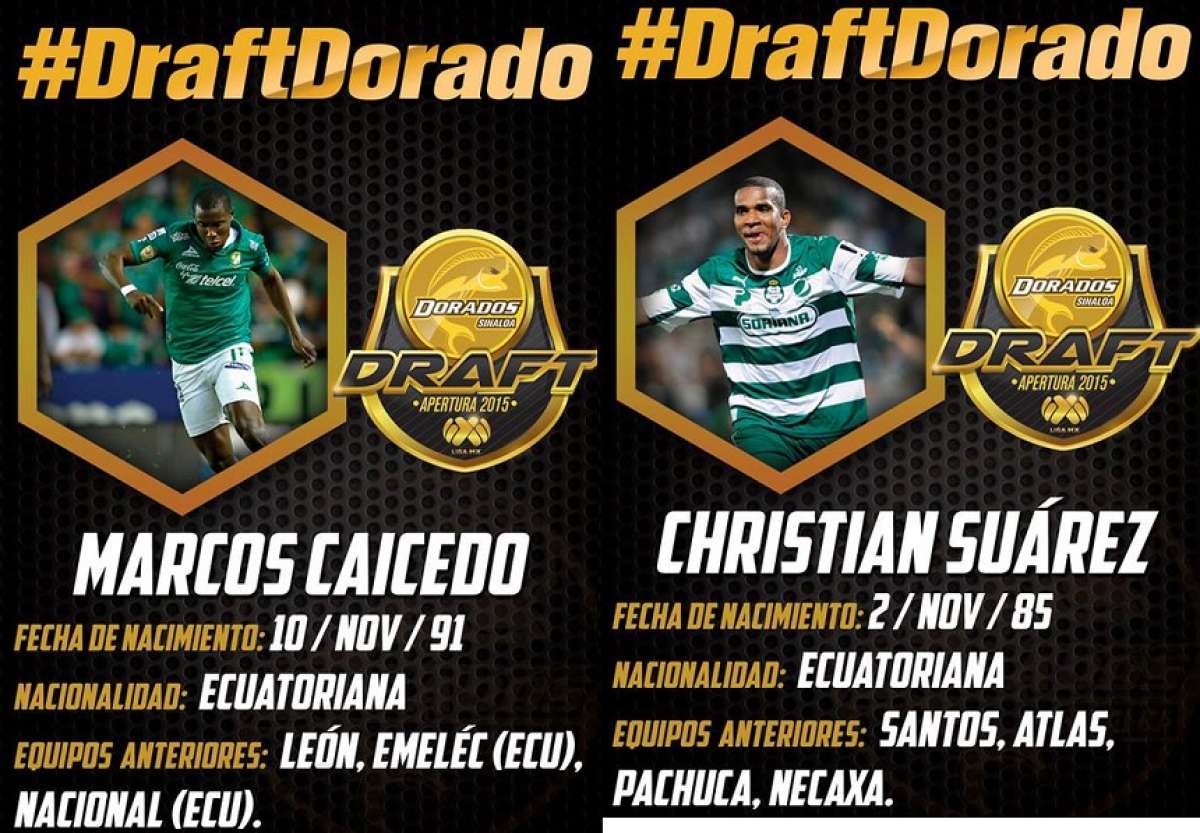 Marcos Caicedo y Cristian Su&aacute;rez son transferidos a Dorados de Sinaloa