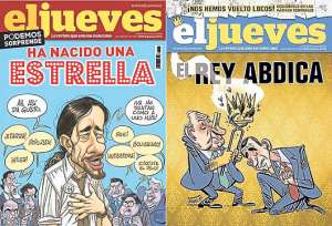 La portada de la izquierda termin&oacute; saliendo a la venta. La de la derecha se destruy&oacute;. Foto: tomado de www.eldiario.es/ .