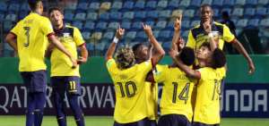 Festejo del primer gol de la selecci&oacute;n ecuatoriana.