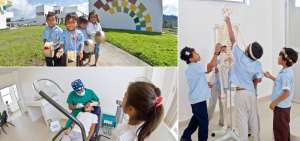 En la gr&aacute;fica superior, un grupo de ni&ntilde;os waoranis ensaya danzas y melod&iacute;as ancestrales. Esta actividad es complementaria en sus clases diarias, con el fin de fortalecer su identidad.| En el extremo derecho, tres chicos de niveles iniciales aprenden sobre las funciones del sistema &oacute;seo en el laboratorio de anatom&iacute;a. Hasta este espacio llegan cada semana alumnos de diferentes edades.| Cada semana, m&eacute;dicos del centro sanitario de To&ntilde;e eval&uacute;an la salud de los estudiantes. Entre los servicios que brinda el personal de la unidad est&aacute;n el odontol&oacute;gico y el de medicina general.