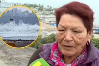Aunque las autoridades de Perú pidieron evitar las zonas costeras por la alerta de tsunami, una abuela llevó a su nieto al malecón de Chorrillos.
