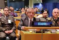 Patricio Carrillo, ministro del Interior, durante su intervención en la ONU