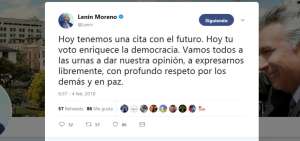 Captura de pantalla del tuit del Primer Mandatario. 