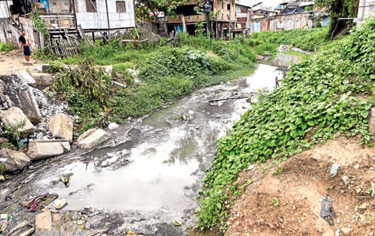 Una zanja lleva a&ntilde;os sin ser limpiada. Durante las lluvias se desborda y por eso se inundan las casas de la cooperativa Colinas del Fort&iacute;n. Foto: William Orellana.